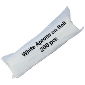 27x46" Premium White Polythene Aprons - On Roll (1x200)
