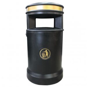 enviropal® Langley 120 Litre 2 Way Access Round Hooded Litter Bin Black