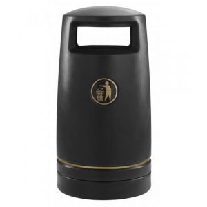 enviropal® Oxwich 100 Litre 2 Way Access Contour Round Hooded Litter Bin Black