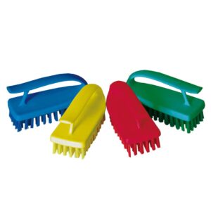 140mm STIFF Bristle Hygiene Grippy Scrub Brush - B/G/R/Y