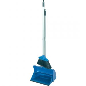 Long Handled Lobby Dust Pan & Brush Set Blue