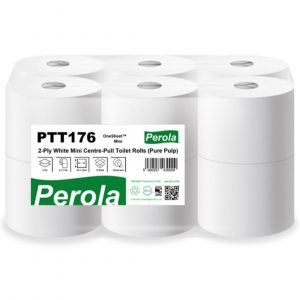 Perola® 2-Ply Mini Centrefeed System Single-Sheet Toilet Rolls (1x12)