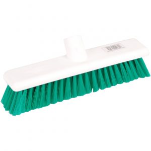 14" Colour Coded Soft Broom Head Green Hygiene Sweeping Brush 