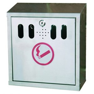 Lockable Stainless Steel Wall Mounted Cigarette Bin / Ash Tray
