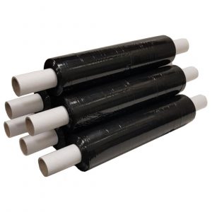 Black Stretch Pallet Wrap 17mu 16" 400mm x 250m Length Extended Core (Box of 6 Rolls)