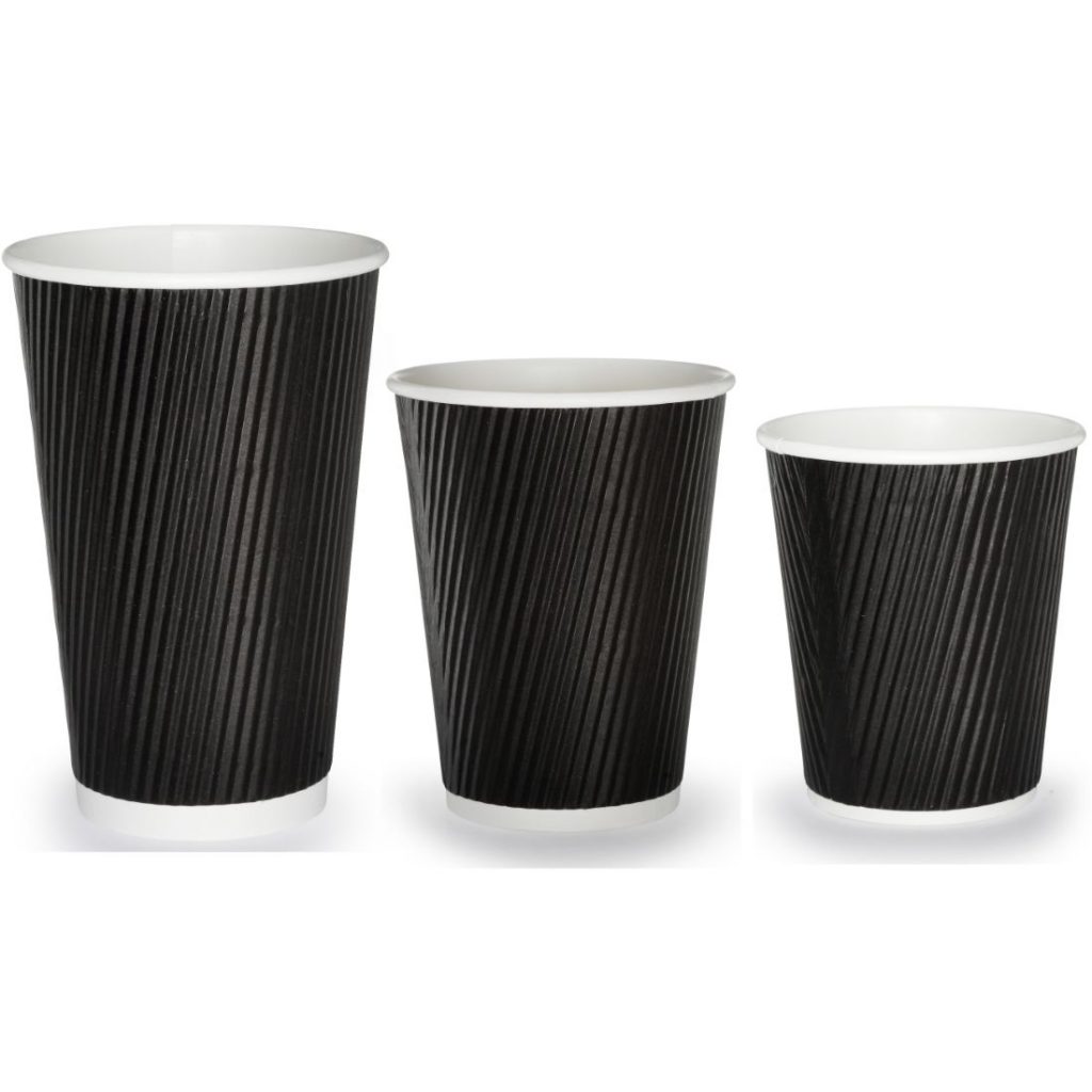 Triple Wall Black Ripple Paper Hot Drink Cups – Various Sizes (1×500 ...