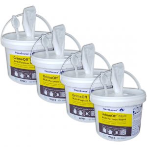 CleanSource® GrimeOff Multi Hand & Surface Cleaning Wipes (4 x Tubs 150)