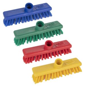 9" / 23cm Washable Hygiene Deck Scrub VERY STIFF - B/G/R/Y