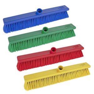 18" / 45cm Washable Hygiene Broom Head STIFF - B/G/R/Y