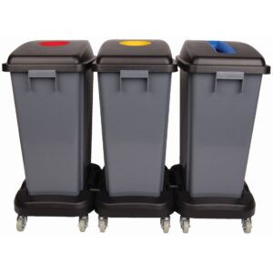 Set of 3 enviropal® 60L Recycling Buddy Bin Kit on Dolly Wheels