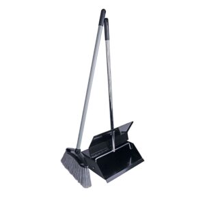 Black Powder Coated Metal Lobby Dustpan & Brush Set