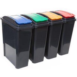 Set of 4 enviropal® 25L Recycling Bin With Lift Top Lids - B/G/R/Y