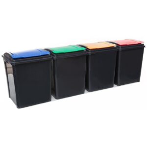Set of 4 enviropal® 50L Recycling Bins With Lift Top Lids - B/G/R/Y