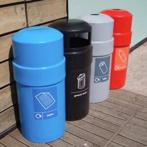enviropal® 85L Circular Coloured Litter & Recycling Bin - Different Lid Options