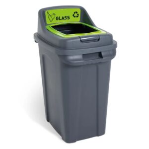 enviropal® 70L Recycling Bin - Grey Plastic + 'Glass' Label