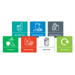 enviropal® English Recycling Stickers - Multiple Choice - Size 10x9.5cm