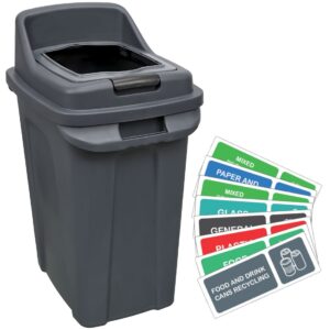 enviropal® 70L Recycling Bin + Open Top Lid + Coloured Waste Sticker
